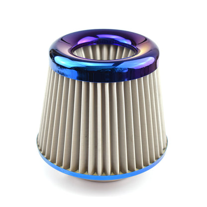 Car Air Intake Filter Cleaner Stainless Steel Burnt Blue 3" 76mm