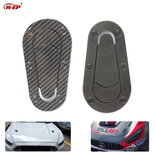 R-EP Universal Car Carbon Fiber Sticker for Hood Lock Racing Bonnet