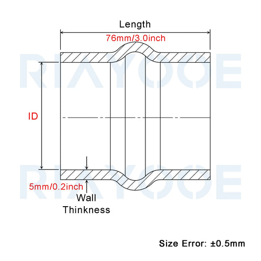 R-EP 0 degree Straight Silicone Hump Hose 38 45 51 57 63 70 76 83 89MM